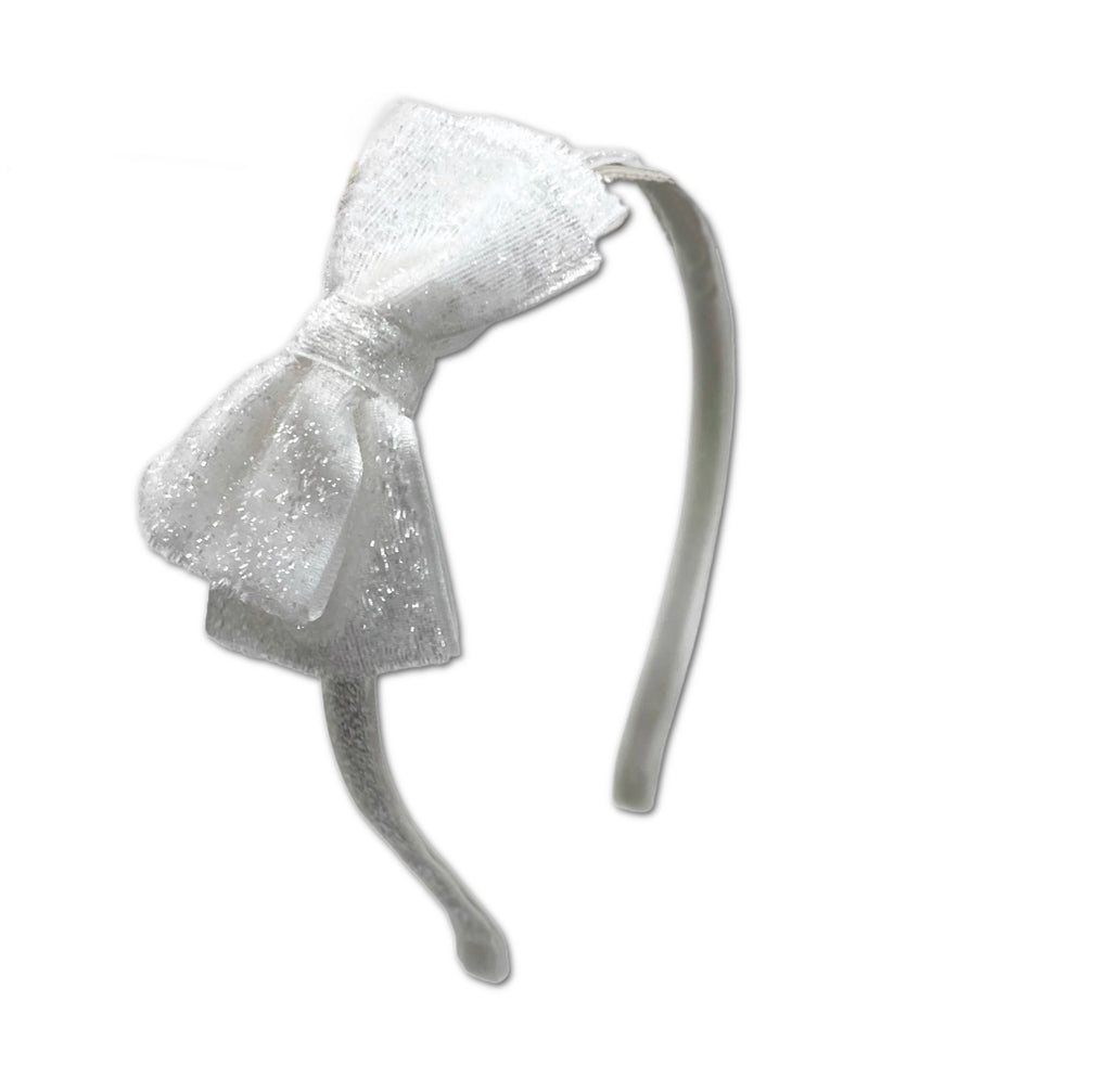 Glitter Bow Headband, Snow