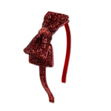 Glitter Bow Headband, Red