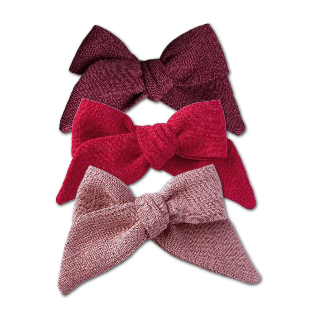 Baby Tied Bows, Pink/Red Bundle Set