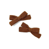 Skinny Ribbon Pigtail Bows, Brown