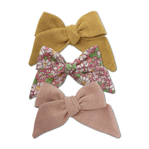 Baby Tied Bows, Pink/Yellow Bundle Set