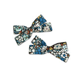 Skinny Ribbon Pigtail Bows, Liberty of London Blue Floral