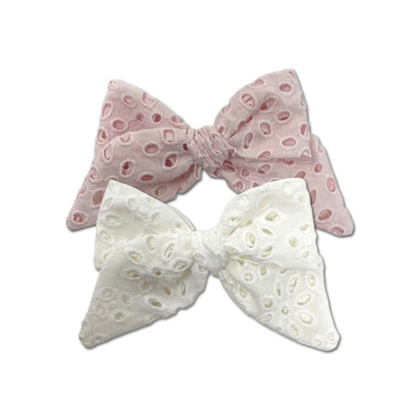 Eyelet Bows, Pink/White Bundle Set