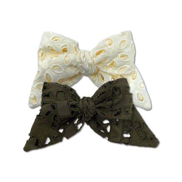 Eyelet Bows, Yellow/Olive Bundle Set
