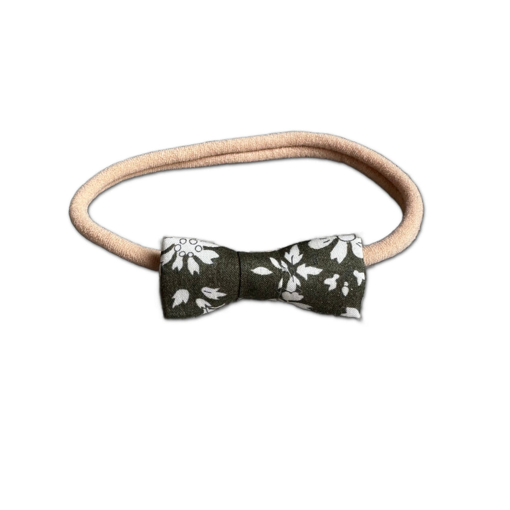 Itty Bitty Bow, Liberty Olive Floral (organic)