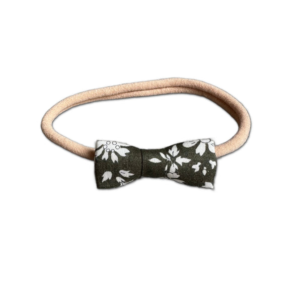 Itty Bitty Bow, Liberty Olive Floral (organic)