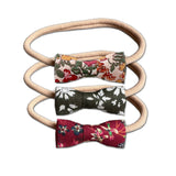 Itty Bitty Bow, Liberty Olive Floral (organic)