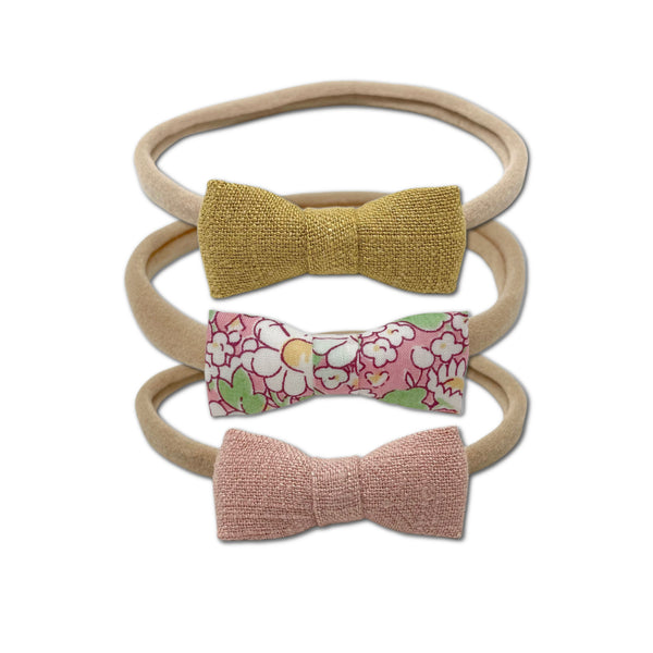 Itty Bitty Bow Baby Headbands, Pink/Yellow Bundle Set