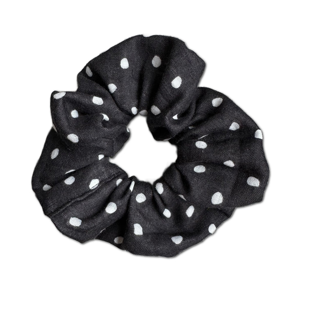 NEW! Scrunchie, Black Polka Dot
