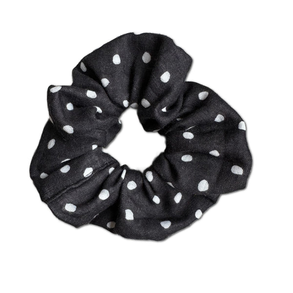 NEW! Scrunchie, Black Polka Dot