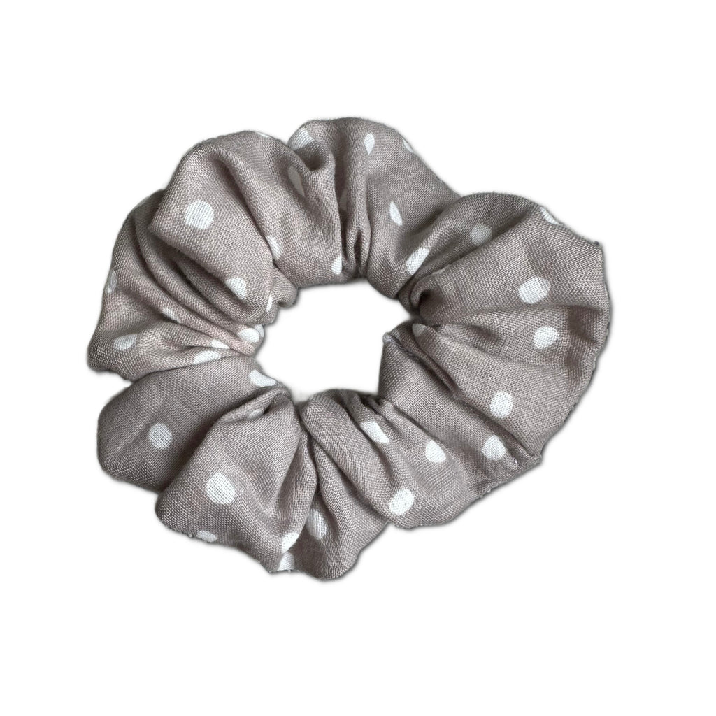 NEW! Scrunchie, Gray Polka Dot