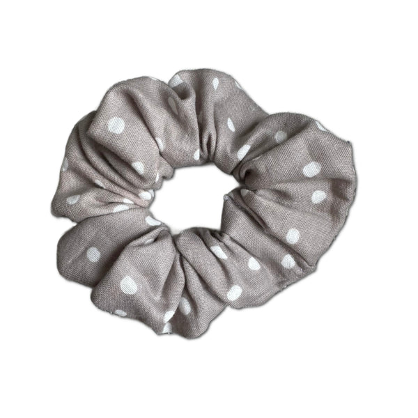 NEW! Scrunchie, Gray Polka Dot