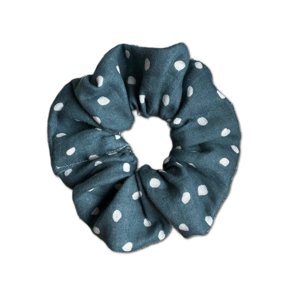 NEW! Scrunchie, Teal Polka Dot
