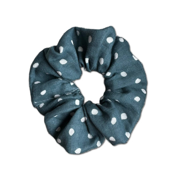 NEW! Scrunchie, Teal Polka Dot