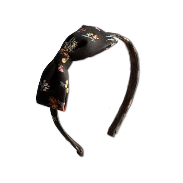 Liberty Bow Headband, Brown Floral