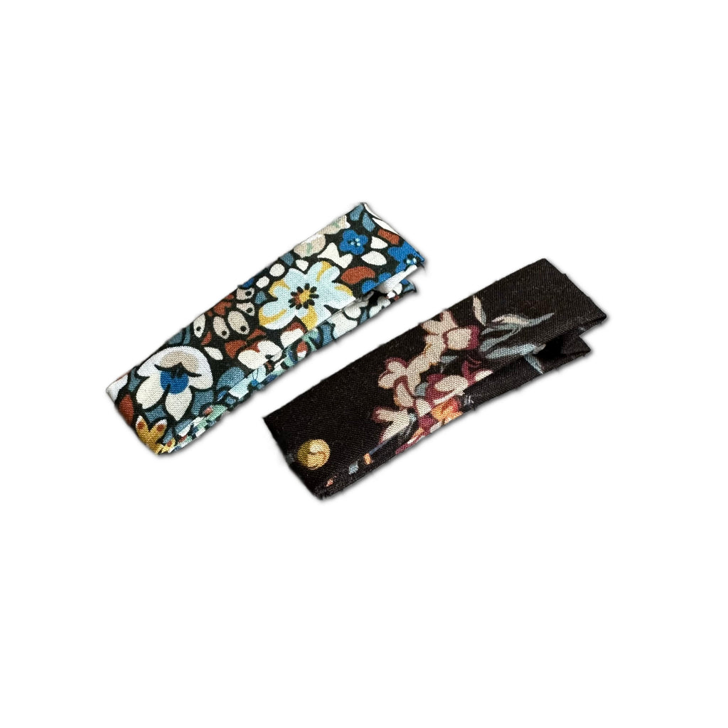 Liberty Bar Clips in Blue/Brown Florals
