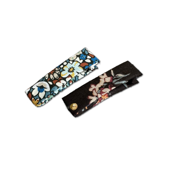 Liberty Bar Clips in Blue/Brown Florals