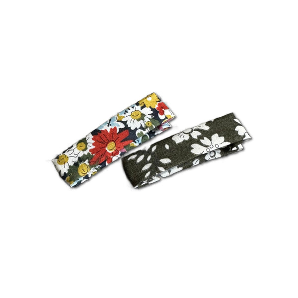 Liberty Bar Clips in Olive/Pink Daisies