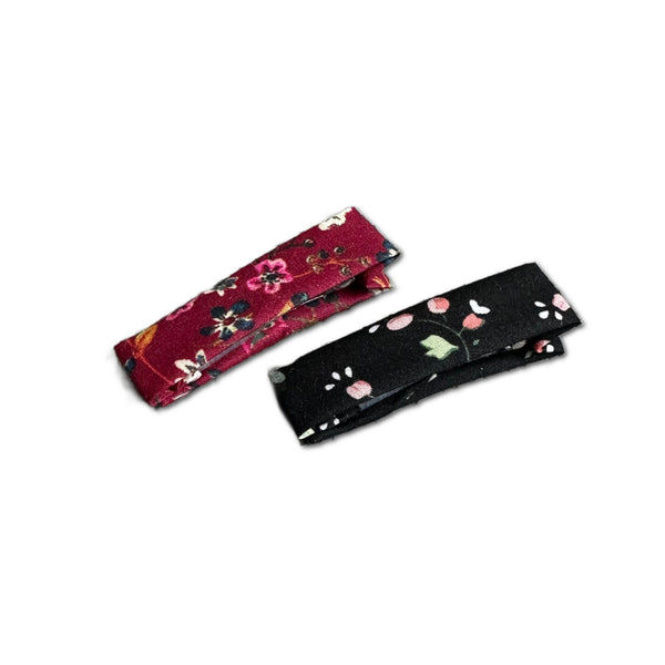 Liberty Bar Clips in Burgundy/Black Florals