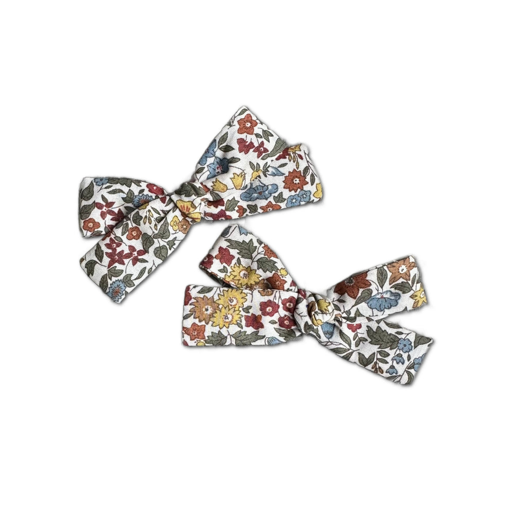 Skinny Ribbon Pigtail Bows, Liberty of London Fall Floral