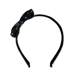 Liberty Bow Headband, Black/Pink Floral