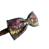 Liberty Bow Headband, Olive/Pink Floral