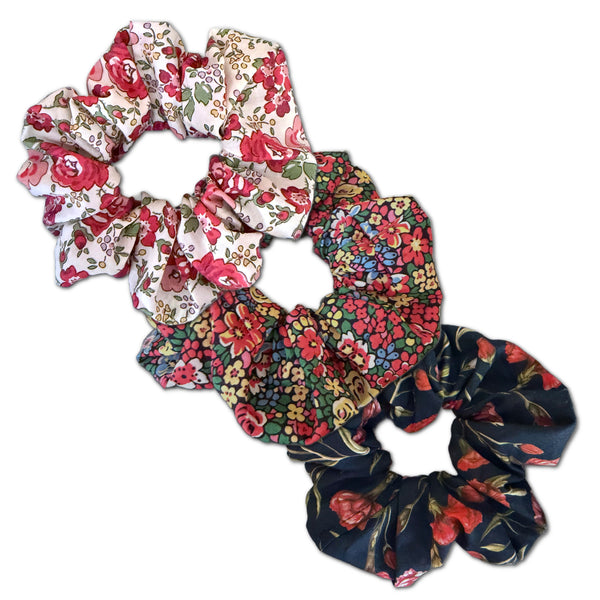 Scrunchies, Liberty of London Red Florals Bundle Set