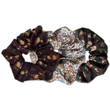 Scrunchies, Liberty of London Black/Brown Florals Bundle Set