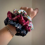 NEW! Scrunchies, Liberty of London Burgundy/Pink/Black Florals Bundle Set