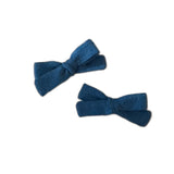 Skinny Ribbon Pigtail Bows, Teal