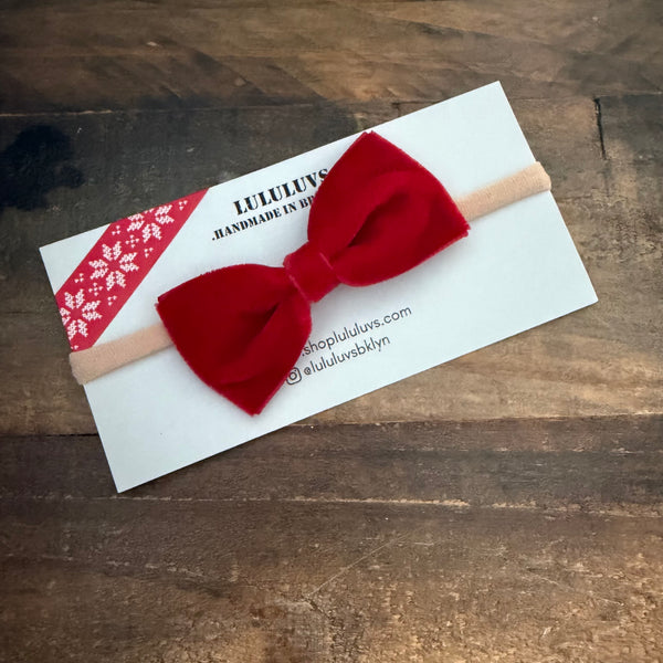 Baby Velvet Bow, Ruby