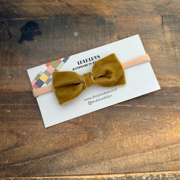 Baby Velvet Bow, Antique Gold