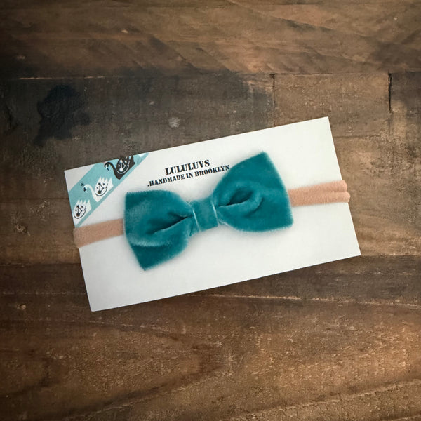 Baby Velvet Bow, Teal