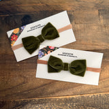 Baby Velvet Bow, Loden