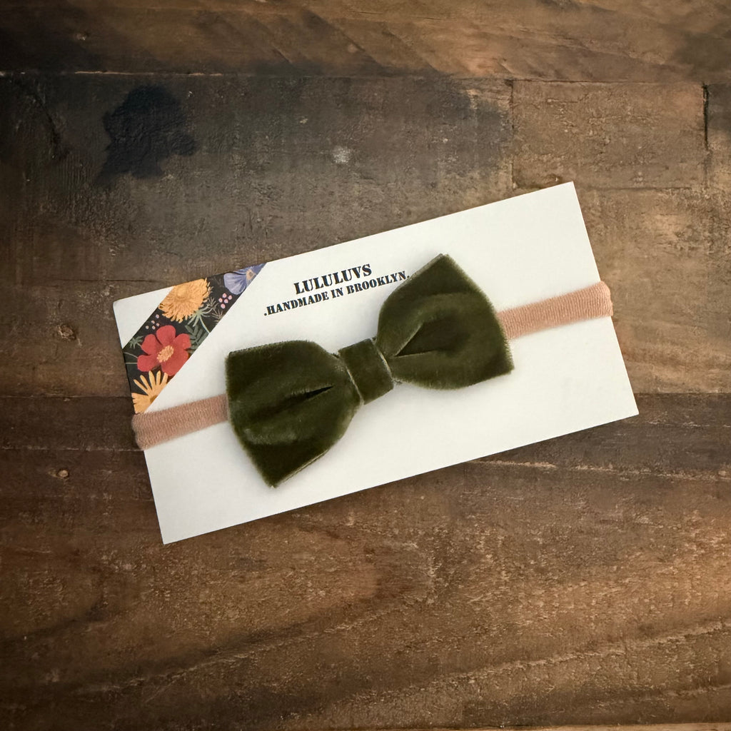 Baby Velvet Bow, Loden