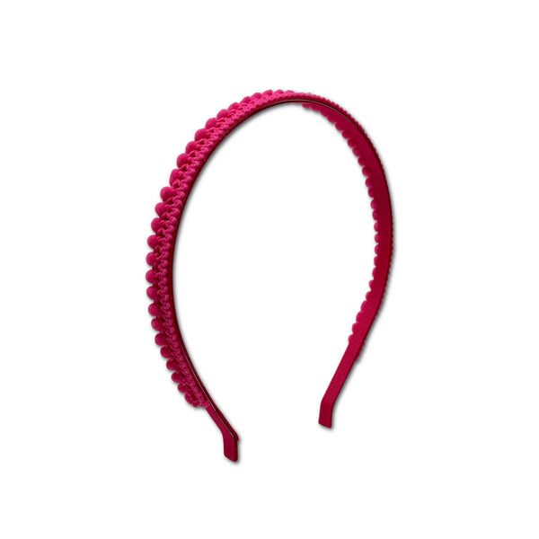Mini Pom Pom Headband, Bright Pink