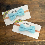 Baby Velvet Bow, Dusty Blue