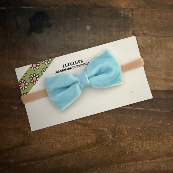 Baby Velvet Bow, Dusty Blue