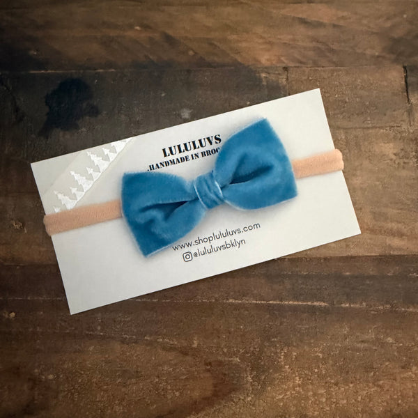 Baby Velvet Bow, French Blue