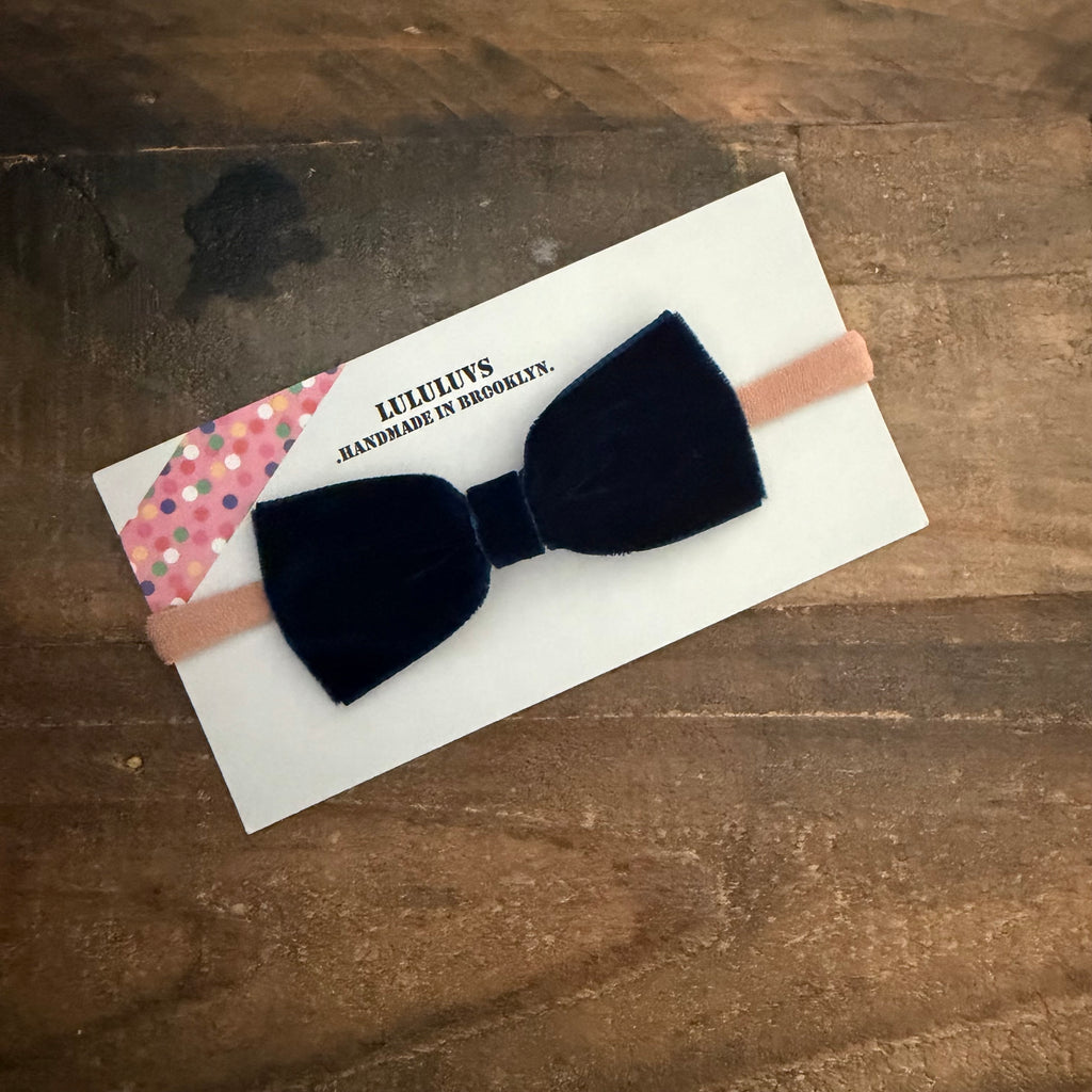 Baby Velvet Bow, Navy