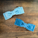 Double Velvet Bow, French Blue