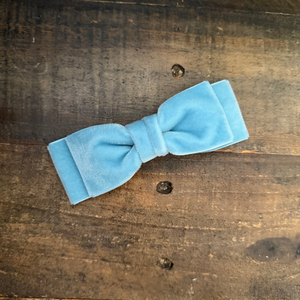 Double Velvet Bow, Dusty Blue
