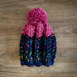 READY TO SHIP! Kids S, Colorblock Hat in Navy Rainbow/Bubblegum