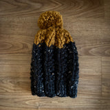 READY TO SHIP! Kids M, Colorblock Hat in Flecked Black/Honey