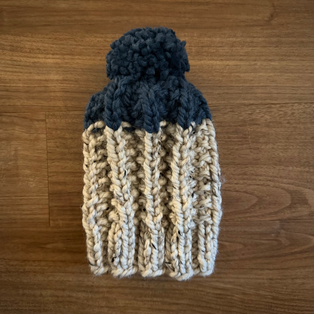 READY TO SHIP! Kids M, Colorblock Hat in Oat/Denim