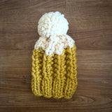 READY TO SHIP! Kids XS, Colorblock Hat in Mustard/Snow