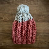 READY TO SHIP! Kids M, Colorblock Hat in Peachy Pink/Marble