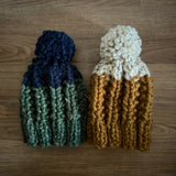 READY TO SHIP! Kids S, Colorblock Hat in Kale/Navy