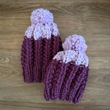 READY TO SHIP! Kids M, Colorblock Hat in Fig/Fairy