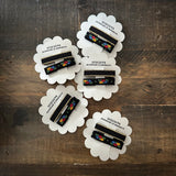 Embroidered Ribbon Bar Clips in Black, set of 2